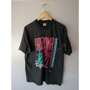 Vintage 90s Arizona T-Shirt Single Stitch Faded Thrashed, paint splatter,USA, XL